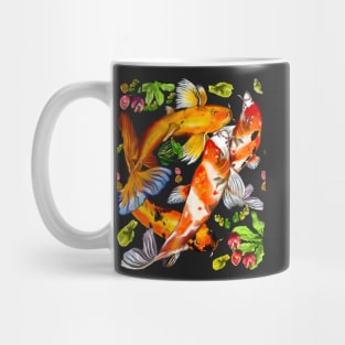 Best fishing gifts for fish lovers 2022. Koi fish swimming in a koi pond Pattern Mug